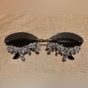 Avant garde Black and Silver Embellished Sunglasses